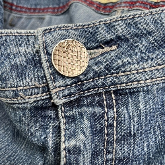 VINTAGE Y2K Foxy Jeans Farrah Super Flare Jean Blue Medium Washed Whisker Jeans - Picture 5 of 16